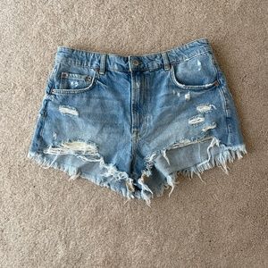 Zara The High Waist Denim Jean Shorts Size 10